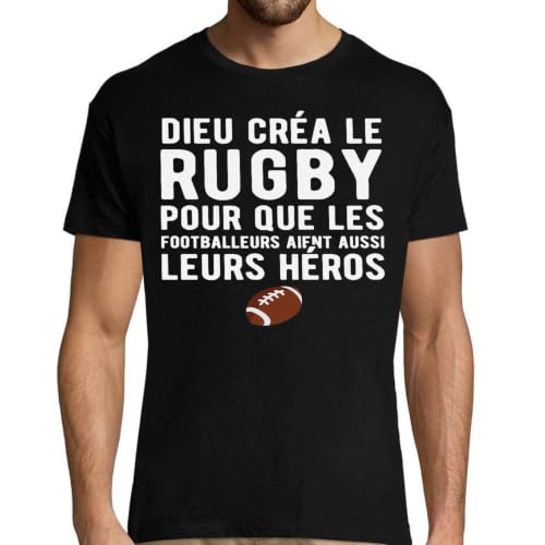 T-shirt homme rugby 7 en coton à motif humoristique pour adulte