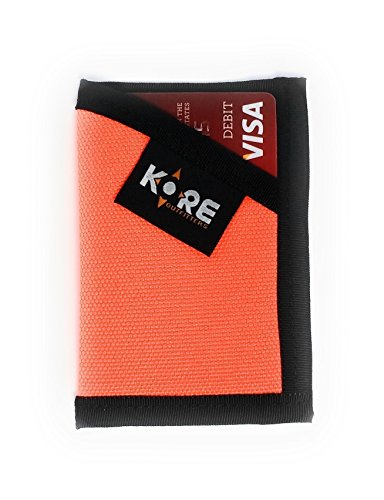 Wallet Slim Minimalist Front Pocket Money Clip Card Holder - Orange and Black - KORE Outfitters Made in USA
