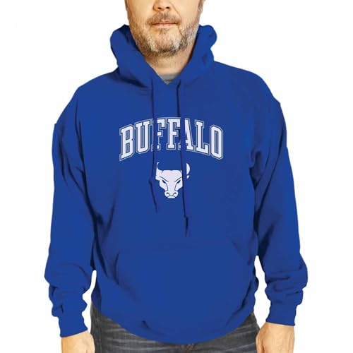 Campus Colors Adult Arch & Logo Soft Style Gameday Hooded Sweatshirt (Buffalo Bulls - Royal, Small)
