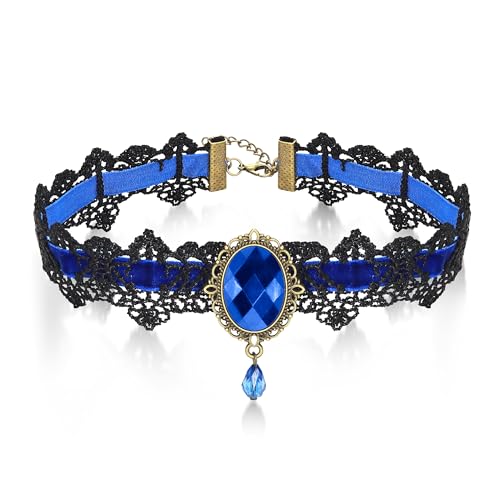 AILUOR Gotisch Kropfband Schwarz Spitze Kropfband, Punk Rock Vampir Zubehör Gothic Retro Lolita Perlen Hochzeit Party Handmade Gothic Schmuck für...