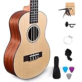 Kadence Ukulele 24' Concert Size + (Free online learning Course) Spruce wood ukelele Super combo with Strap, Bag, stand Strings, Capo, Picks & learning course (Super Combo)