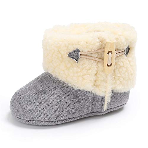 Greceen Winter Warm Baby Boots Premium Soft Sole Prewalker Newborn Infant Boy Girl Crib Shoes Snow Boots(Bbx 12-18 Months Grey)