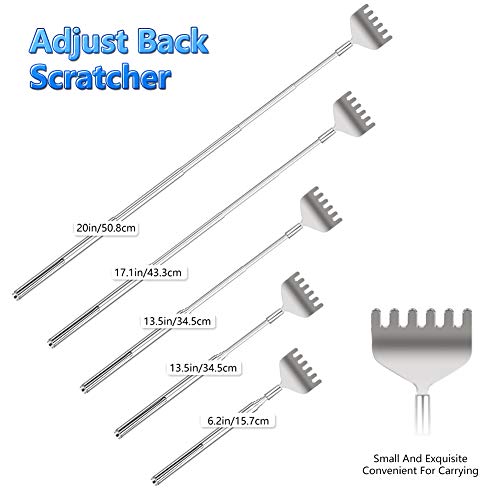 Image of YIMICOO Extendable Back Scratcher for Men 3 Pack Portable Telescopic Metal Back Scratchers /Hand Massager with Pocket Clip for Thanksgiving, Birthday, Christmas Gifts