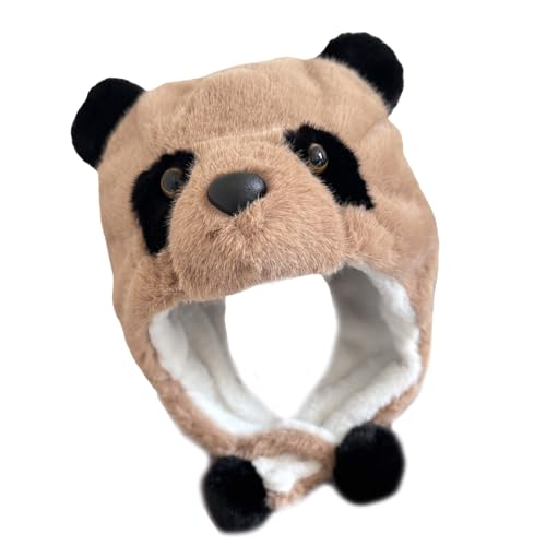 Balaclava, Lovely Plush Panda Hat with Earflap Female Kids Activity Ski Hats Pullover Ear Protective Trapper Hats4