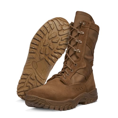 Belleville FC320 Army Boots - Lightweight Hot Weather Military Boots - AR 670-1 Compliant Footwear - Coyote Leather - Dual Ventilation Zones - Vibram Incisor Outsole - Coyote - 7.5 Wide by Belleville - Used condition - US$136.44