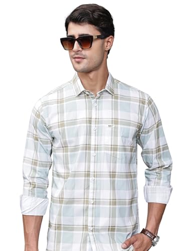 Image of Majestic Man Comfort Slim Fit Pure Cotton Checked Casual Shirt