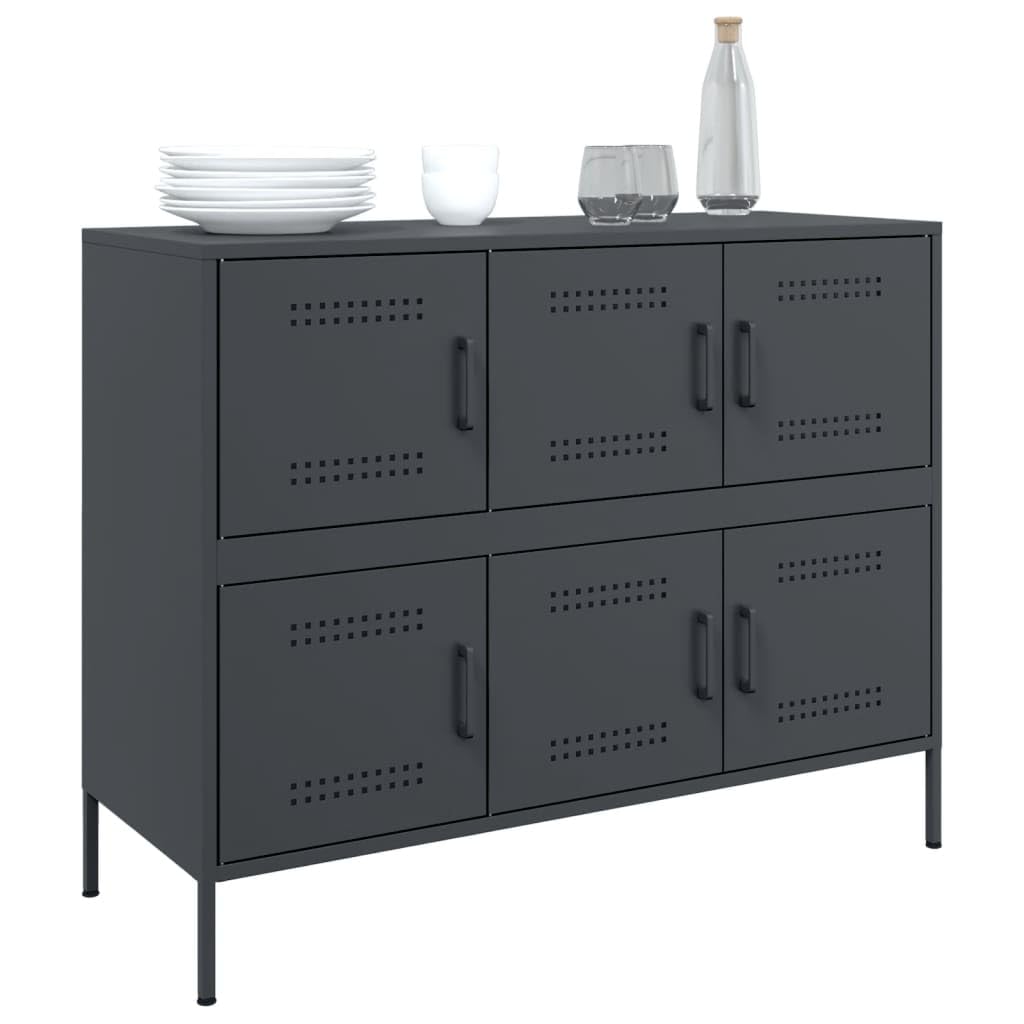 Credenza antracite, 100,5 x 39 x 79 cm, in acciaio