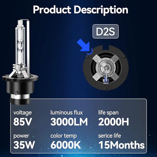 Image of D2S Hid bulbs Headlight 6000K White 200% brightness, Super White Xenon Replacement 85122C1 66240 66040 66240CBI Headlight Bulb (35W D2S, 2 Pack)