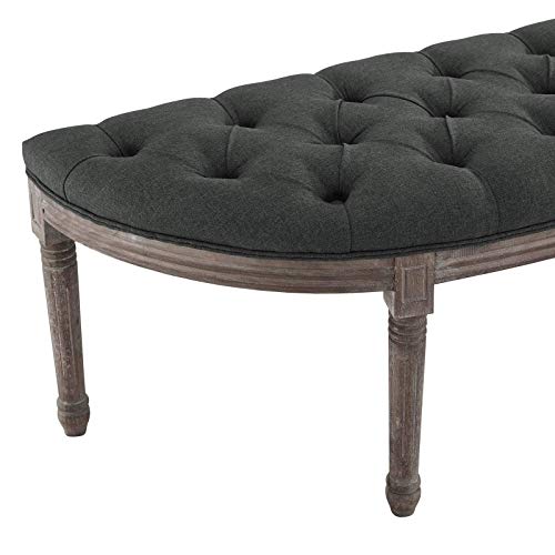 Modway Esteem Vintage French Upholstered Fabric Semi-Circle Entryway Bench in Gray