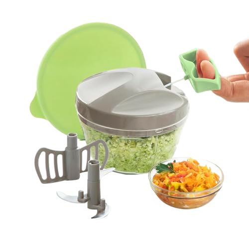 Avilia - Tritatutto Manuale Compatto da 400ml con Lame Curve in Acciaio Inox e Frusta Inclusa, Azionamento a Corda, Ideale per Salse, Verdure, Uova e Preparazioni Veloci Ovunque