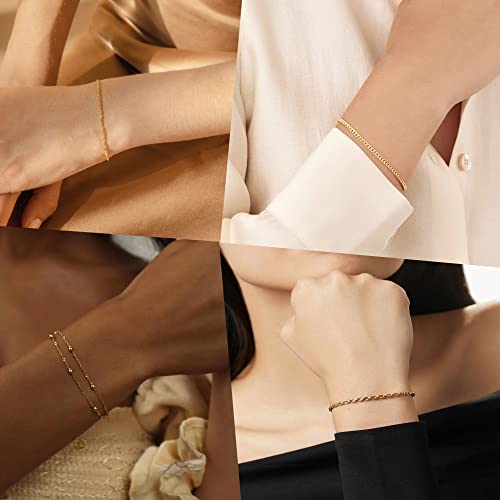 Reoxvo Silver Bracelets Jewelry For Women Girls Trendy 925 Sterling Silver Plated Chain Bracelets Set For Women Dainty Silver Bracelets Pack #TOP1