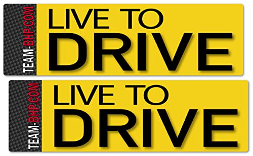 Self-Adhesive Metal Live to Drive Vinyl Sticker Set for Cars (2 Stickers | 10x3 inches)