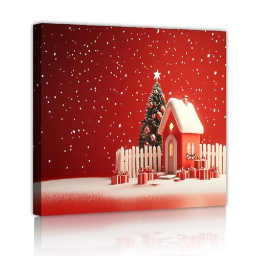 Scène d'hiver rouge tableau décoratif pour réchauffer votre intérieur