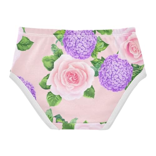 Colorful Girls Underwear Toddler 2t Cotton Little Girl Panties Pink Roses Purple Hydrangeas Floral Undies Kids Briefs2