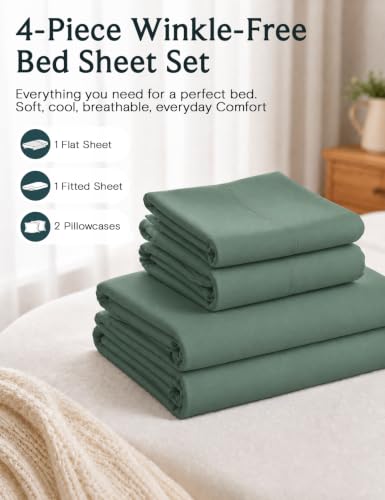 Image of Full Size Sheets, Cooling & Soft Deep Pocket Bed Sheet Set, 4PC