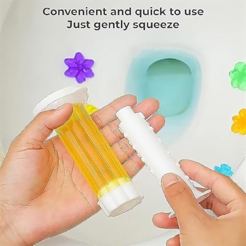 Image of Khedu Fab Toilet Cleaning Gel Flower Stamp Bathroom Cleaner - Toilet Fresheners Air Fresher For Remove Bad Odor - Long-Lasting Refills Gel Stamp Injection - [Pack of 1] (Multicolor)