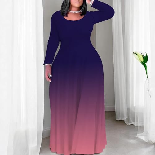 Image of PinkPatty Women's Plus Size Long Sleeve Maxi Dresses T Shirt Boho Sundress Fall Dress with Pockets
