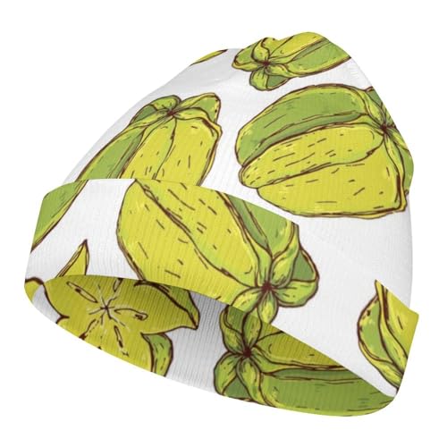 Cute Star Fruit Pattern Kids Beanie Hat for for Girls Boys Children Cap Winter Knitted Chemo Cancer Headwear Accessories Gifts Decoration Black