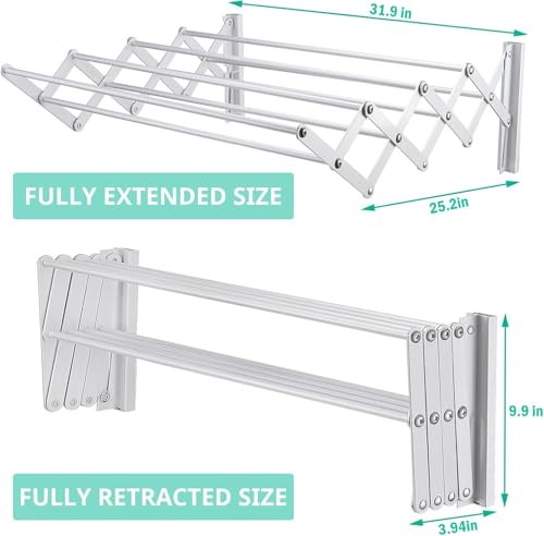Image of 8 Pipe x 2 Feet Heavy Duty Stainless Steel Foldable Wall Mounted Balcony Clothes Drying Stand for Towel Rack Clothes Stand for Drying