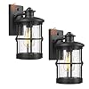 Rosient Outdoor Wall Sconces, Dusk to Dawn Outdoor Wall Lights, Exterior Wall Mount Lighting, Outdoor Wall Light Fixture in Black Finish with Seeded Glass, 2 Pack, DDLTM-W-2Pack
