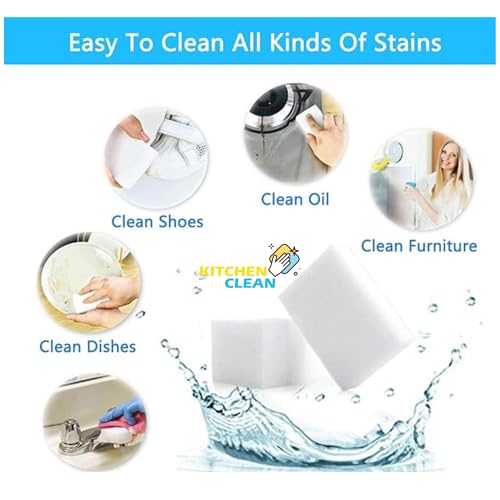 Kitchen Clean ™ Magic Eraser Cuboids | Chemical Free Multipurpose Nano-tech Magic Sponge | Switch Boards Taps Wall Stain Remover Glass Shoes Sneakers Cleaning Sponge Cut Cuboids (Pack of 10 Cuboids)
