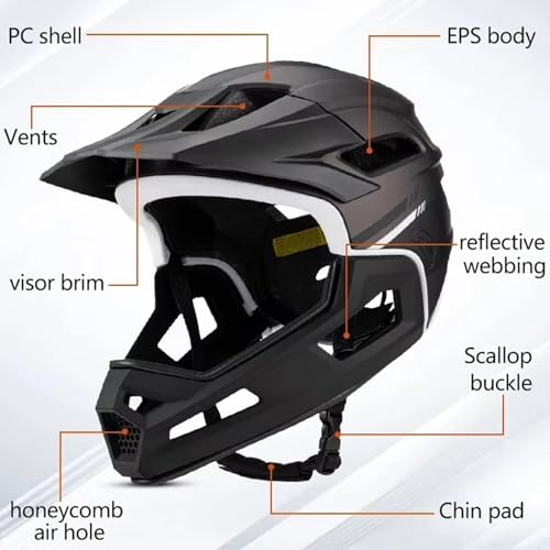 Casco de bicicleta de montaña integral negro con visera desmontable unisex 4