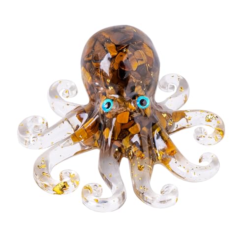 Estatua decorativa de pulpo de resina con cristal 3.93"