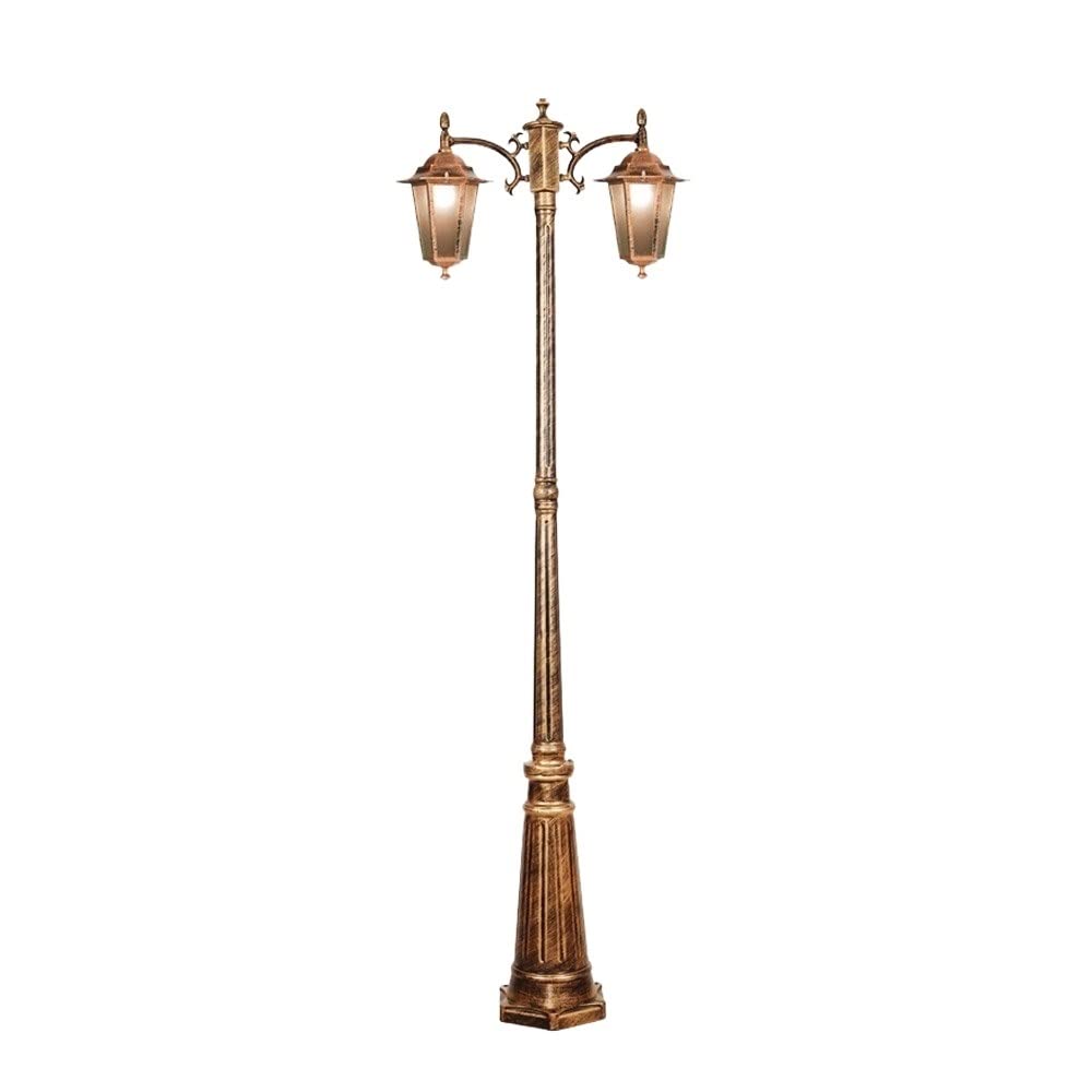 TBLOTYD Lights Outdoor European Landscape Lights Floor-Standing Lights High Pole 2-Headed LED Column Lantern Outdoor Waterproof Streetlight Retro Patio Glass Lantern Co,Height 200cm