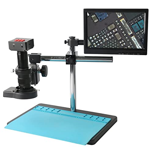 顕微鏡キット 4.8mp 2K 1080p USB.産業用デジタルビデオ顕微鏡カメラ18.0x 300倍ズームCマウントレンズ 顕微鏡レンズアダプター(D,300X)