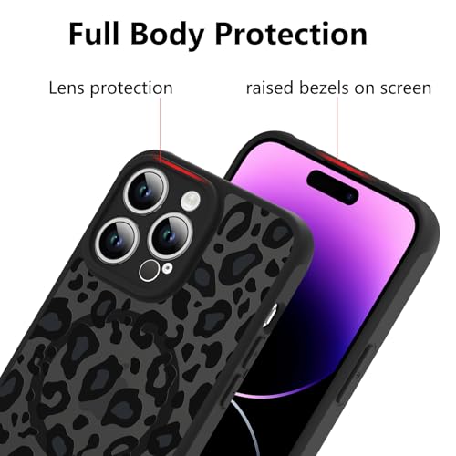Image of KANGHAR Case for iPhone 14 Pro Max Phone Case Leopard Printed Pattern | Cute Cheetah [Compatible with Magsafe] Protective Magnetic Case for Girls Women Men 6.7 inch