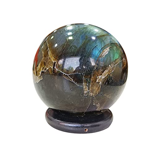 Image of Shubhanjali Labradorite Crystal Ball for Home Decorative Items 150-200 Gm Polished Round Gemstone Labradorite Stone Ball for Crystal at Home Office Desk Kids Table