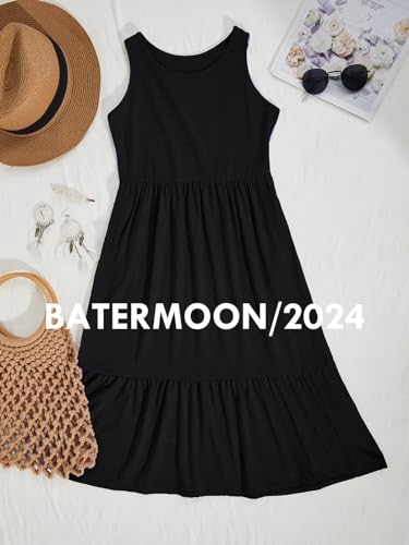 Batermoon Girls Summer Dress Sleeveless Flowy Tiered Casual Long Maxi Dress with Pockets4