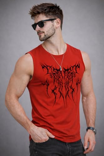 Image of JUGULAR Tank Tops Sleeveless T-Shirt for Men Gym Wear Vest Printed Stylish Round Neck Running for Sports Workout Fitness & Casual or Beach Wear