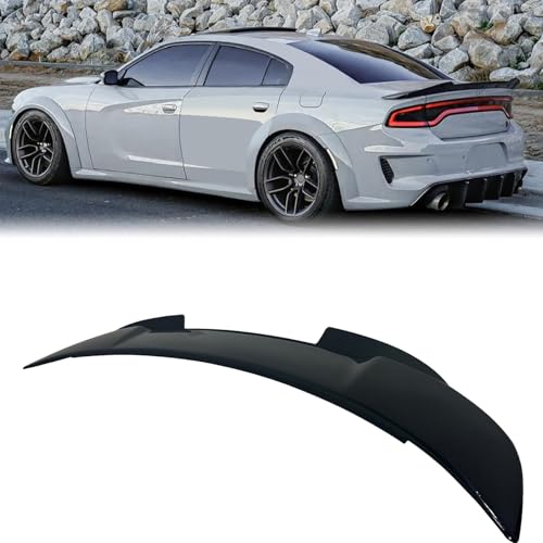 Jie Norman for Charger Rear Spoiler Wickerbill Compatible with 2015 2016 2017 2018 2019 2020 2021 2022 2023 Dodge Charger Rear Trunk Spoiler Wing Wicker Bill Set Glossy Black