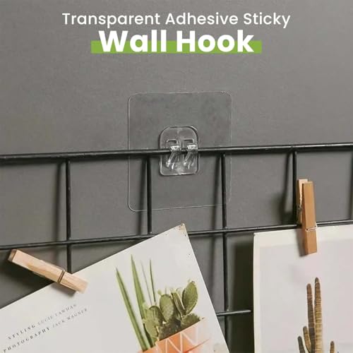 Image of Homeaura Magic Sticker - Strong Self Adhesive Wall Mount for Kitchen Hanging Racks, Tissue & Towel Holder, Stainless Steel, Transparent (Pack of 8, 7x7 cm)
