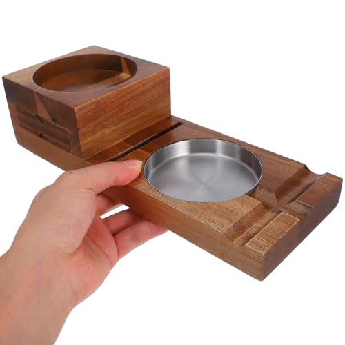 Cendrier à cigares en bois chic avec support verre à whisky