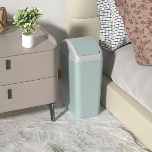 Image of 3.5 Gallon Plastic Trash Can with Swing Lid, Slim Wastebasket