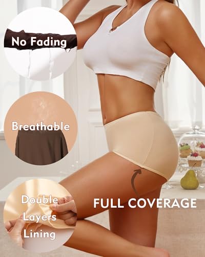 ROSYCORAL Boy Shorts Underwear for Women Cotton Panties Mid Rise Undies Full Coverage Boxers Briefs Boyshort 4 Pack S-XXL3