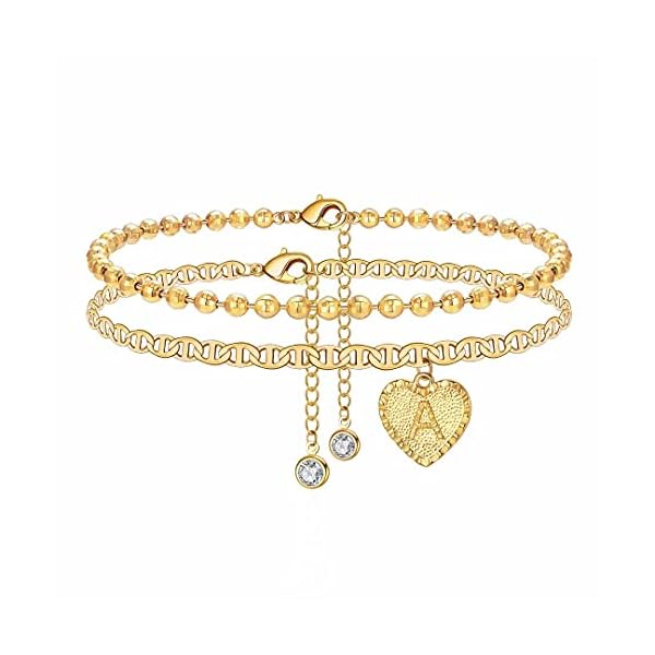 IEFSHINY A Ankle Bracelets for Women Initial Anklet, Mariner Chain Letter Anklet with Initials Anklet Bracelet for Women Teen Girls Gold Anklets Bracelets Jewelry Gifts