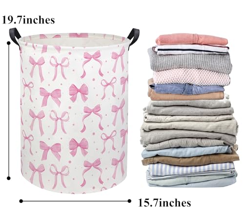 Image of Baby Laundry Basket Baby Hamper for Nursery Girl Kids Butterfly Hamper Cute Storage Bin Organizer Butterfly Room Decor for Home(Dreamy Bowknot)