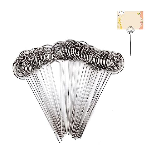 Porte Photo,Porte Photo Sur Pied,50 Pcs Memo Metal,Clip Mémo Porte-Cartes,Porte-Photo En Métal Argenté,Papier Note Affichage Clip,Mémo Clip En...