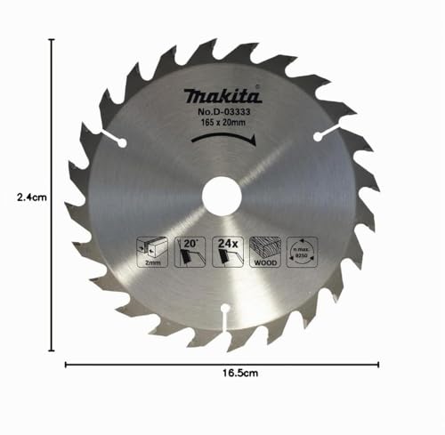 LAME CARBURE MAKITA Ø 165 MM STANDARD BOIS POUR SCIES CIRCULAIRES (24 DENTS) -D-03333