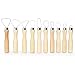 Lagnlnaoy 10Pcs Pottery Clay Sculpture Loop Tool Wood Handle Ceramics Sculpting Tools Stainless Steel Clay Pottery Sculpting Flat Wire Kit