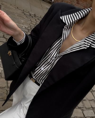 Luxury Mulberry Silk Stripe Silk Blouse Long Sleeve Button-Down Shirt4