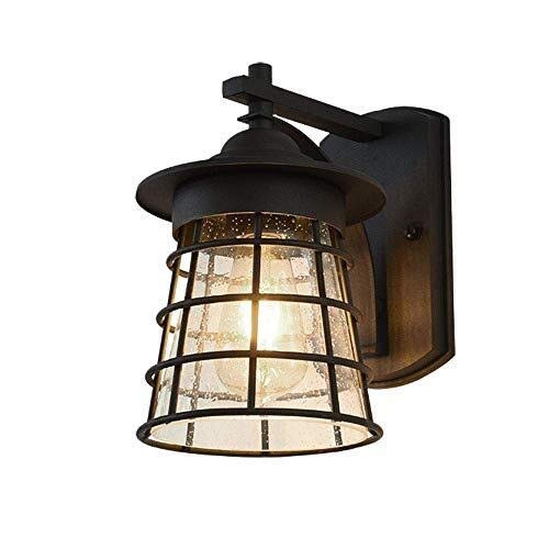ZHANGYUEFEIFZ Rishx Vintage E27 Black Metal Outdoor Wall Lamp External Balcony Corner Glass Wall Light Villa Entrance Garden Sconce Lantern