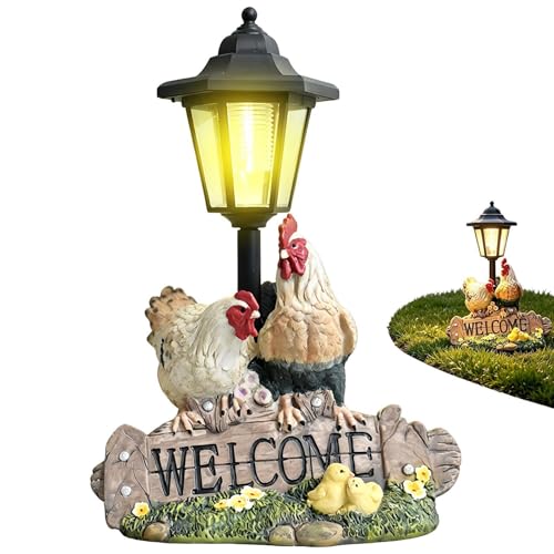 Lampe solaire extérieur poulet rigolo pour illuminer vos soirées sur la terrasse