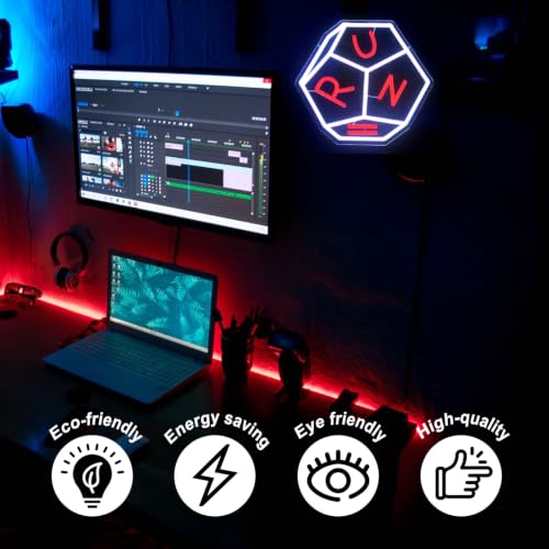 Image of Run Dice Neon Sign Retro Sci-Fi LED Light for Bedroom Game Room Decor Gifts