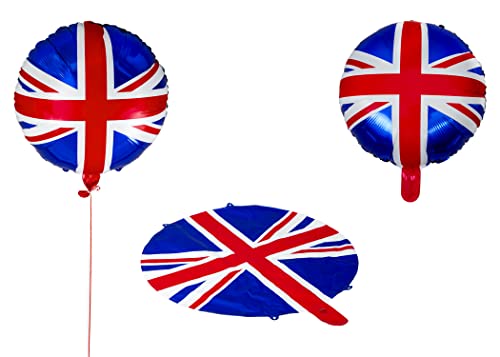 SHATCHI 10Pcs Large Union Jack Foil Balloon 18" Helium Fill Great Britain King Charles III Coronation BBQ Street Party Sports Royal Events Decorations - Image 4