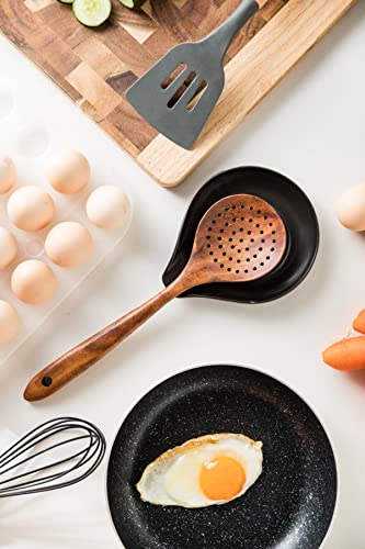 LAUCHUH Spoon Rest, Cooking Spoon Holder for Stove Top Large Kitchen Spatula Holder for Spoons, Ladles, Tongs, Christmas, Set of 2, Black