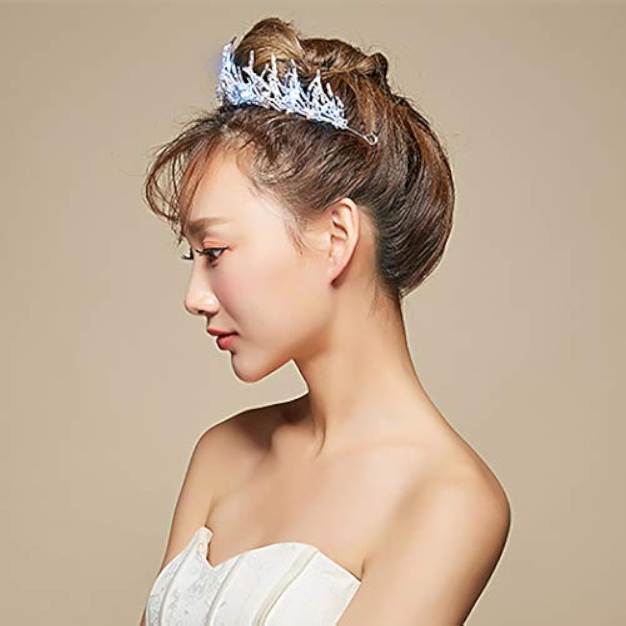 Bridal Silver Artificial Pearl LED Wedding Headpiece for Women